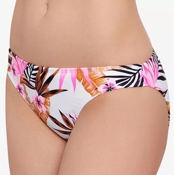 SALT + COVE Women's Tropic Time Printed Cinch-Back Bikini Bottoms, swimsuit M - Picture 2 of 9